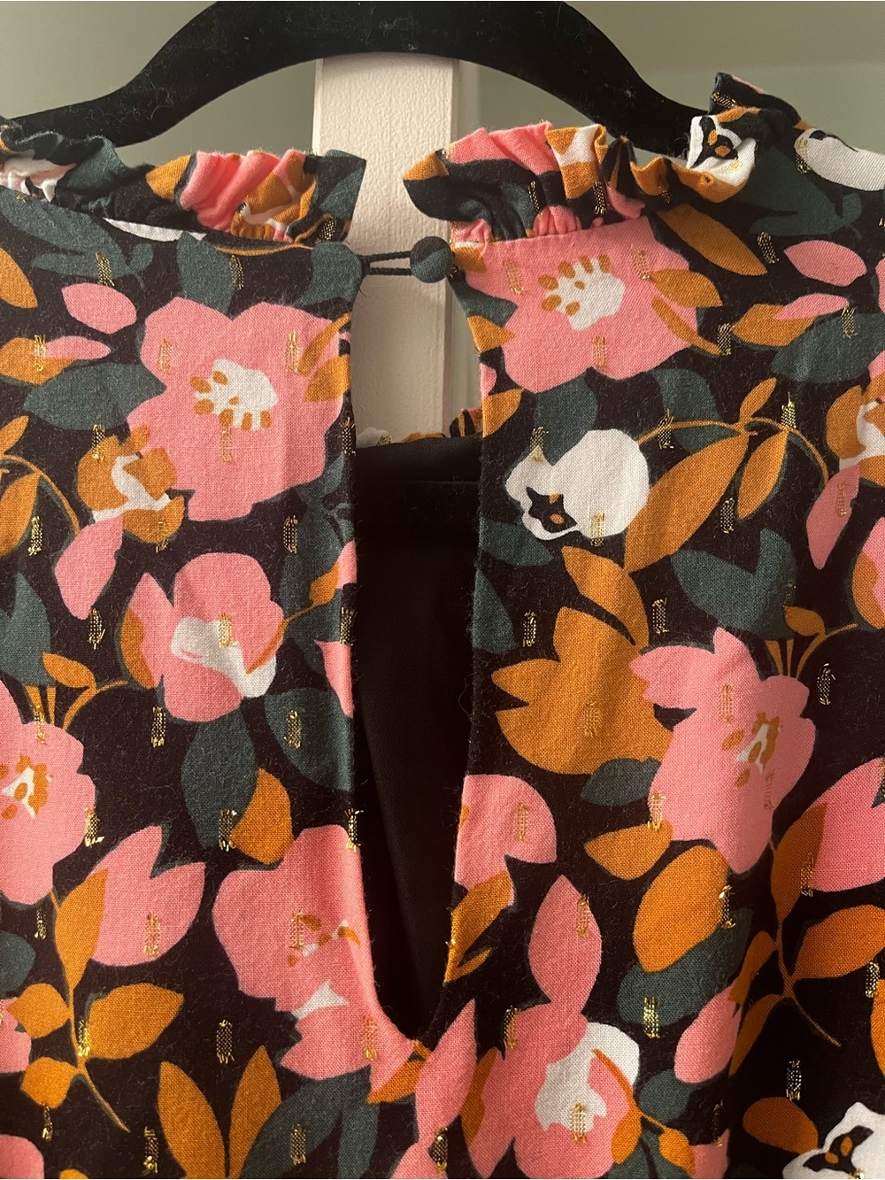 Black Floral Tiered Skirt - Pink & White Floral - Picture 6 of 6